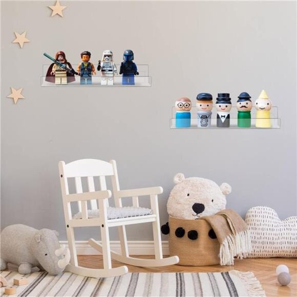 12 Packs 14 Inch Acrylic Floating Shelf Wall Mounted Invisible Acrylic Shelf - Picture 6 of 7